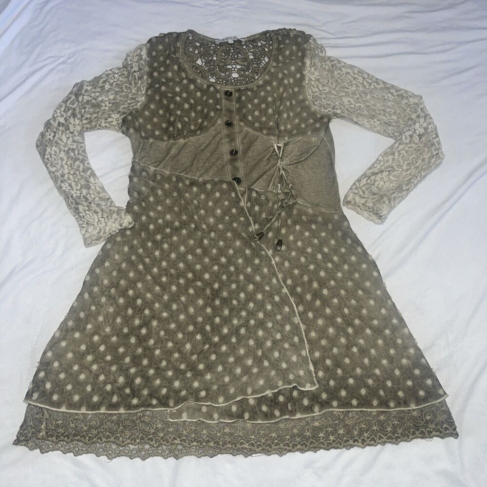 Aziza M Medium Lace Boho Olive Green Dress